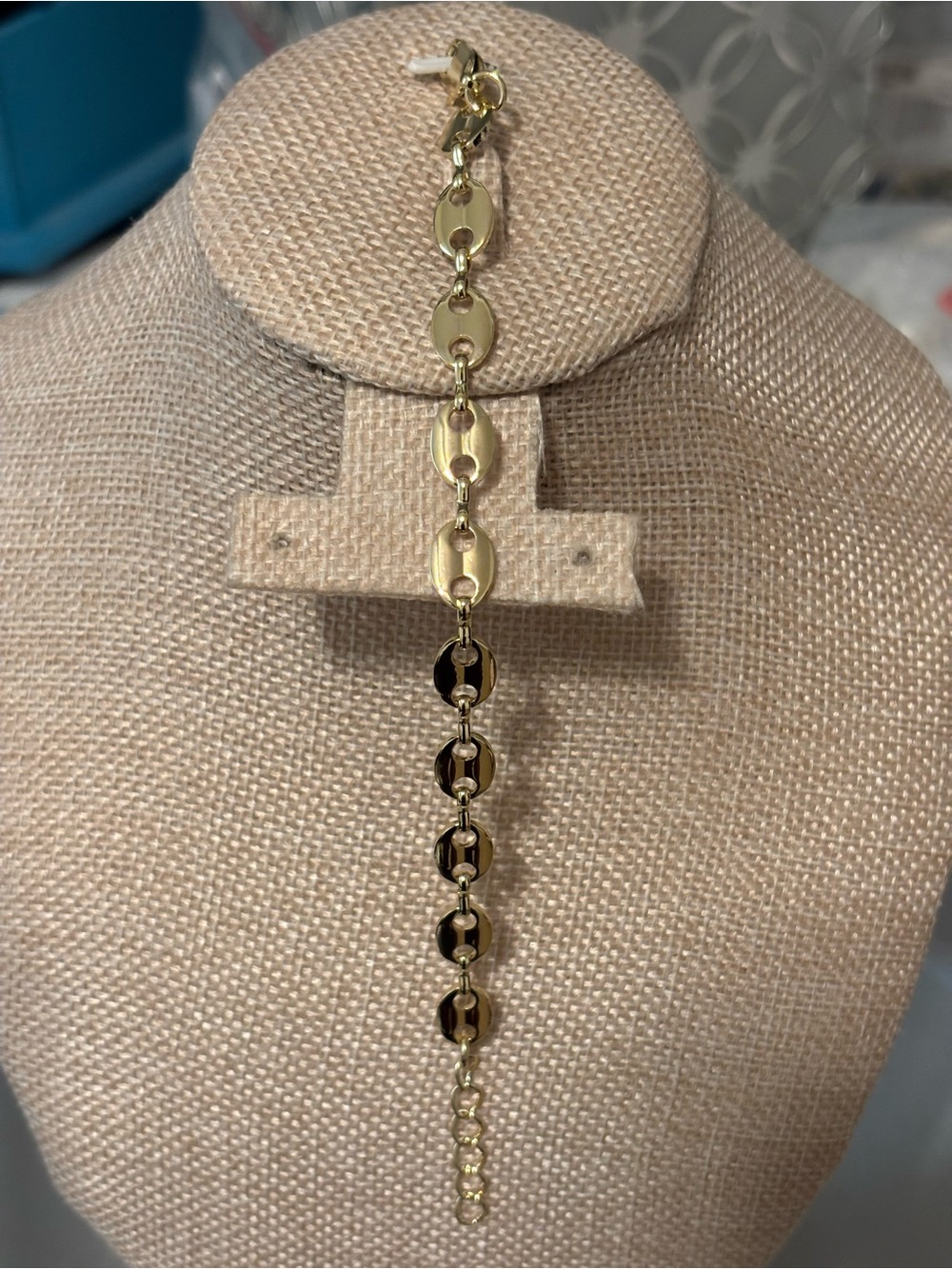 Gold Tone Linked Disc Bracelet - Elegant Women's Jewelry